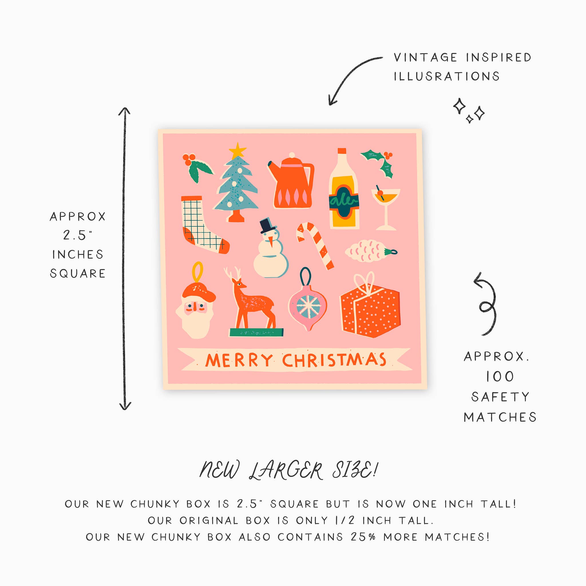 Pink Vintage Christmas Matchbox