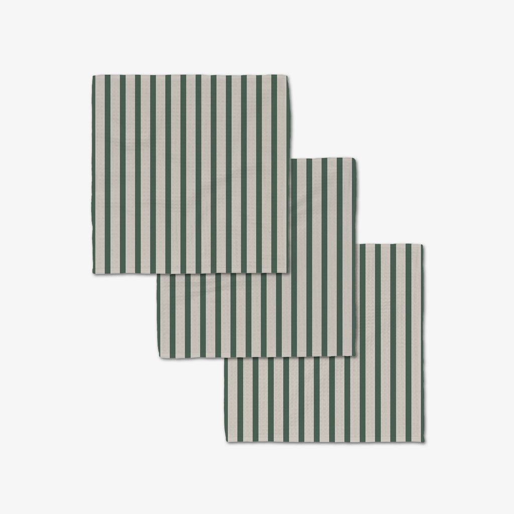 Geometry Deep Green Stripes Luxe Washcloth Set