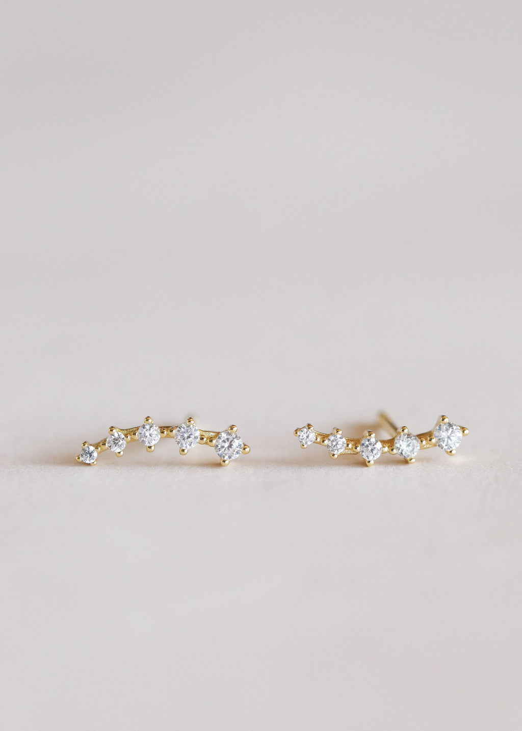 Crawler White CZ Gold Earrings