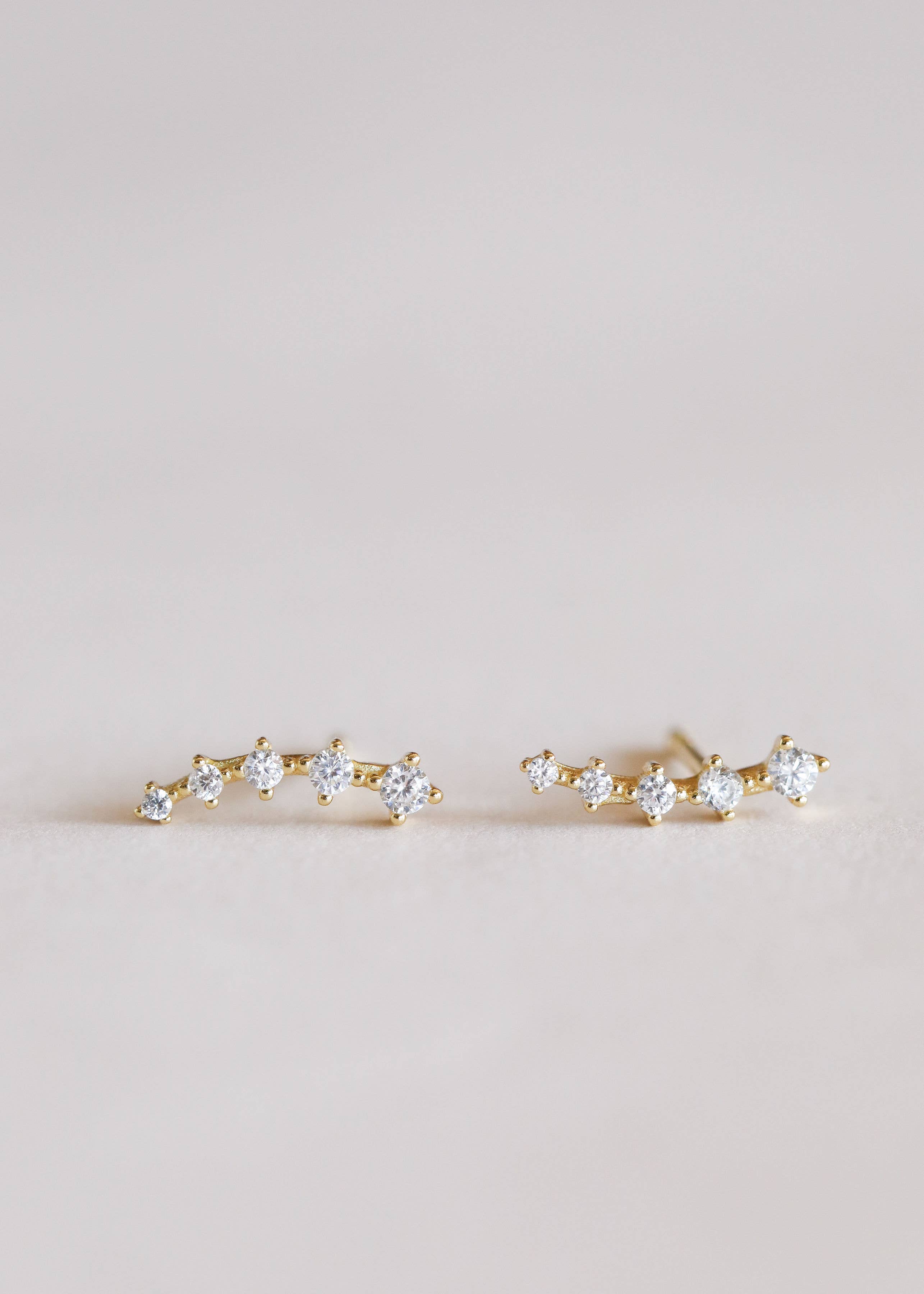 Crawler White CZ Gold Earrings