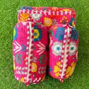 Cotton Quilted Print Cosmetic Bag -Set of 3