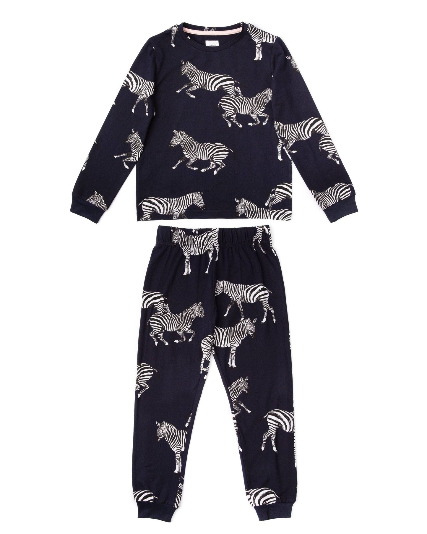 Kids' Navy Zebra Print Pajama Set