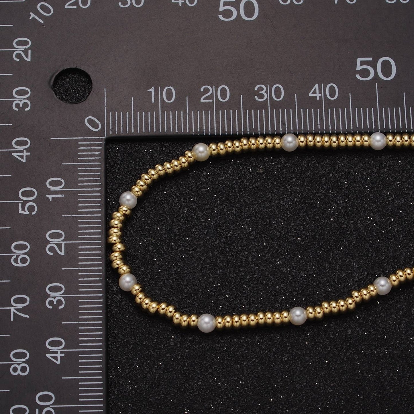 18K Gold Filled 3mm Beaded Necklace with Pearl for Layering