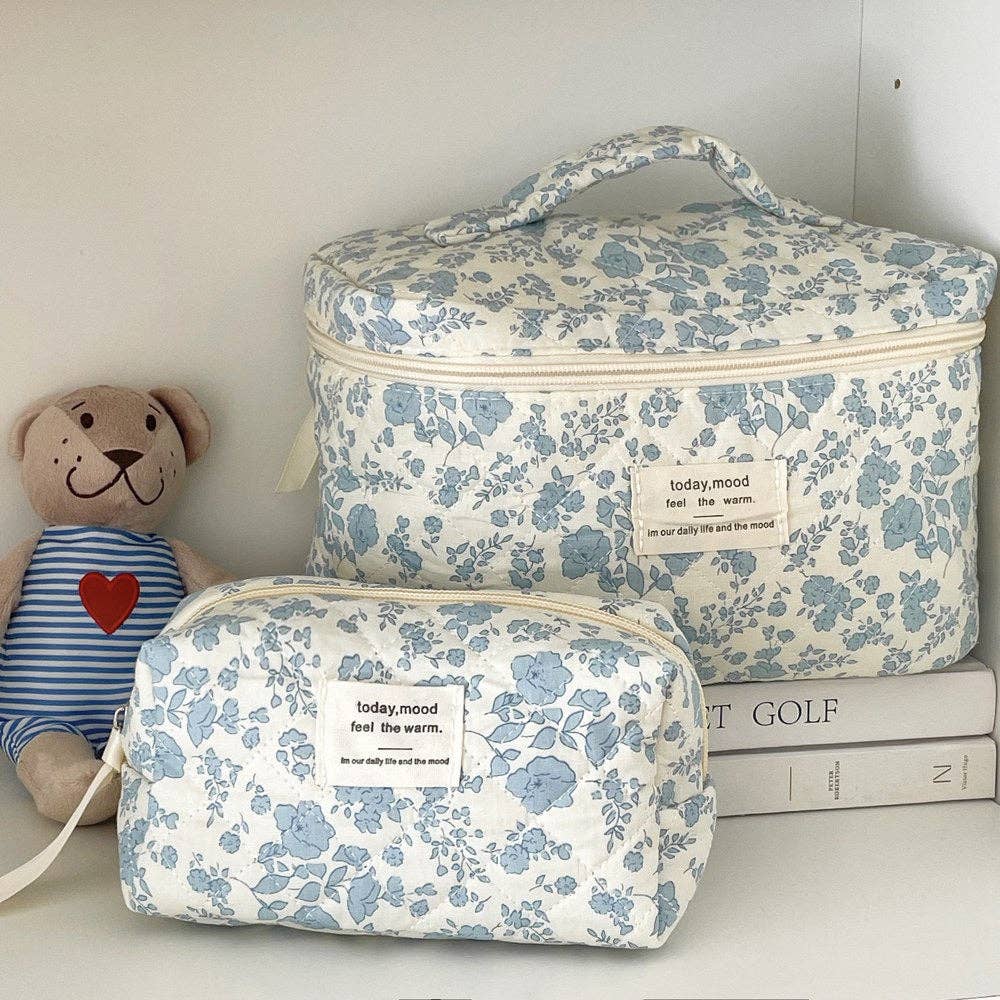 Blue Flower Cosmetic Bag