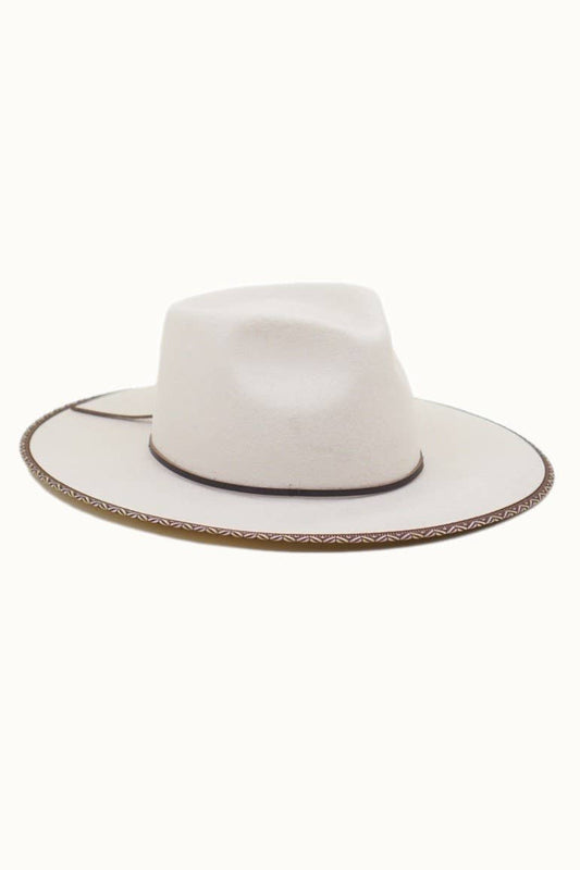 Avril Tribal Wool Wide Brim Hat