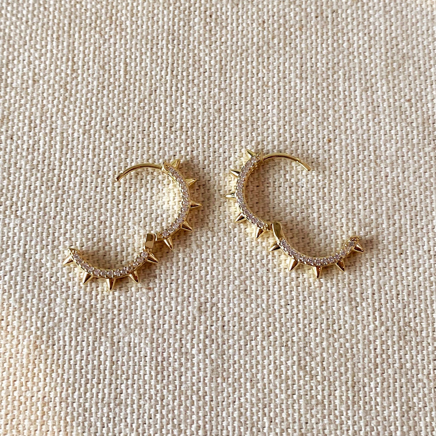 18k Gold Filled Spike Hoop Earrings