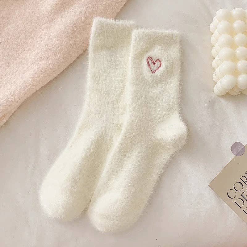 Heart Fuzzy Plush Socks