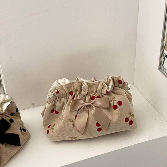 Cherry Bow Cosmetic Bag