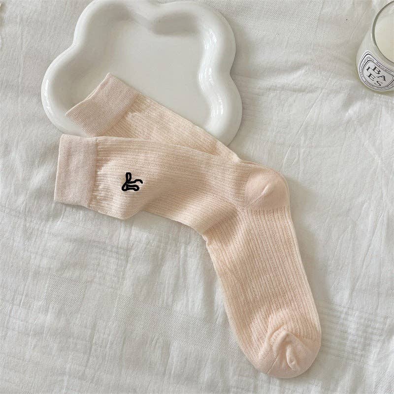 Bow Embroidered Socks