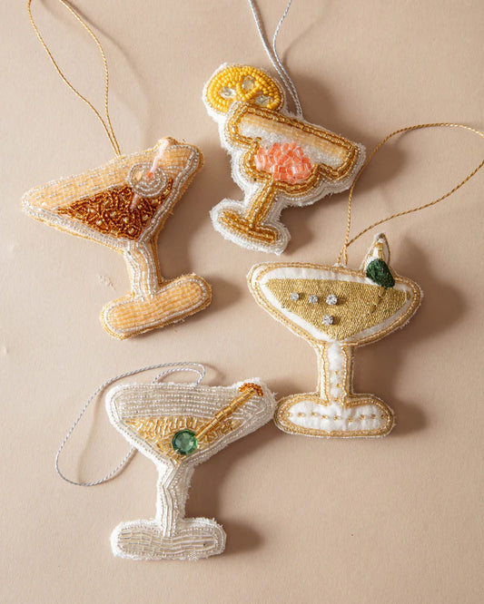 Fabric Beaded Cocktail Ornaments