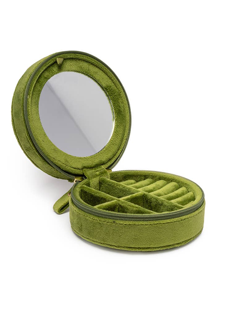 Olive Velvet Jewelry Zip Case