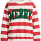 Merry Mock Neck Striped Sweatshirt