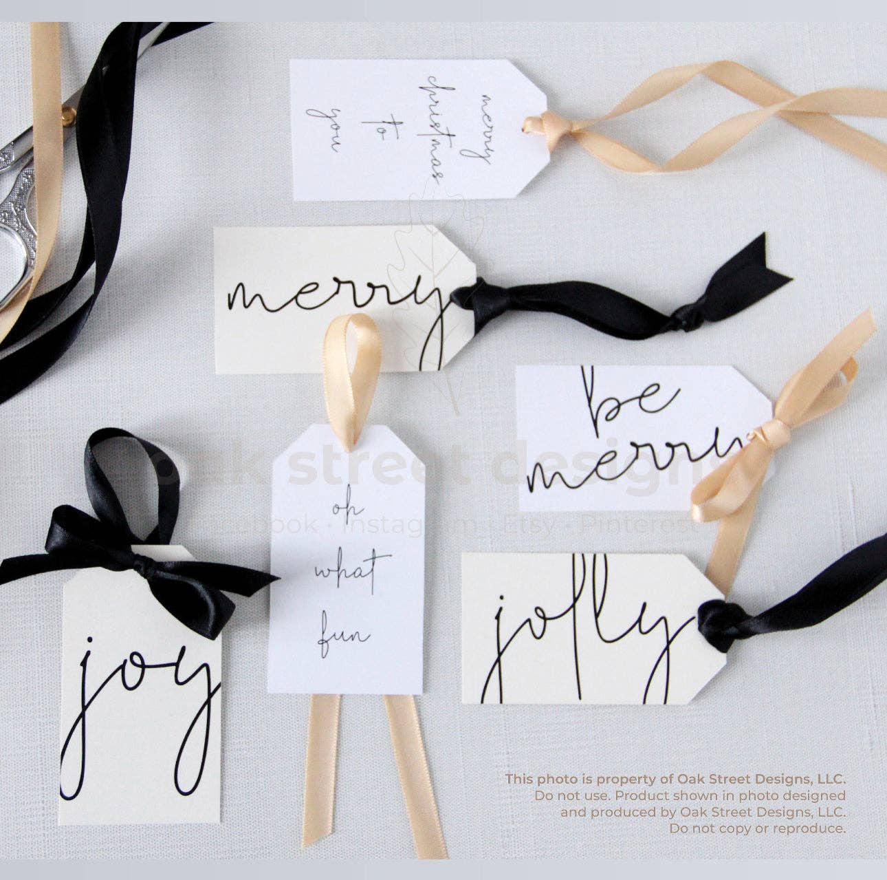 Black + White Christmas Tags