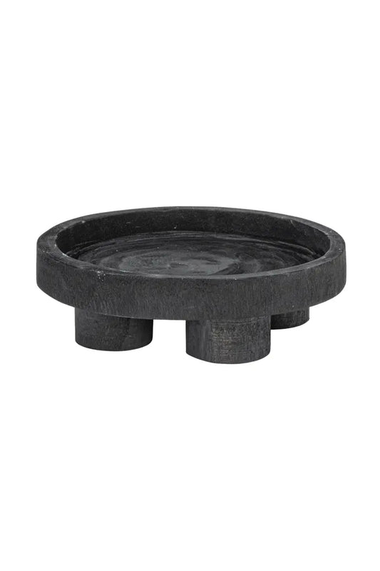 Black Round Wood Riser with Feet