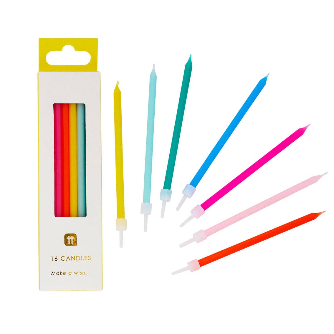 Rainbow Birthday Candles - 16 Pack