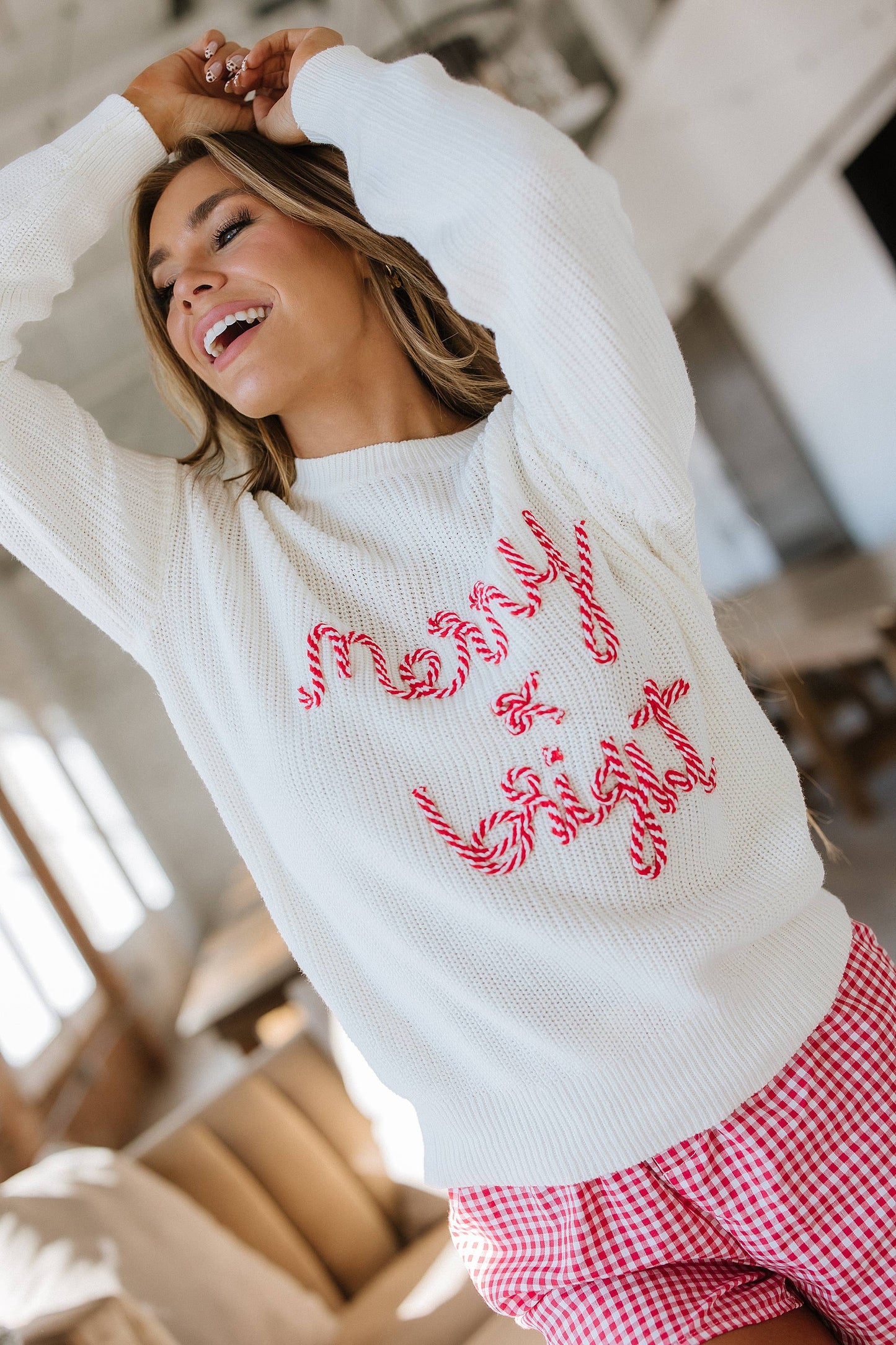 Candy Cane Merry & Bright Sweater