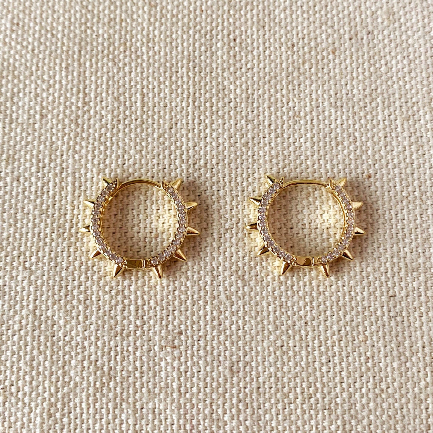 18k Gold Filled Spike Hoop Earrings