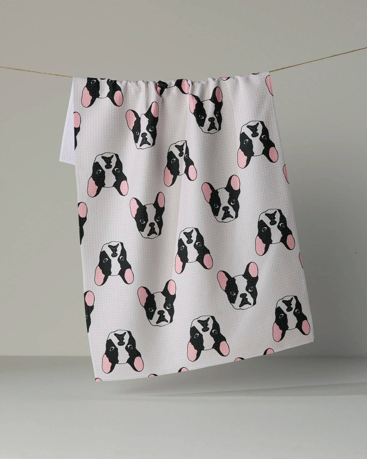 Geometry Frenchie Faces Tea Towel