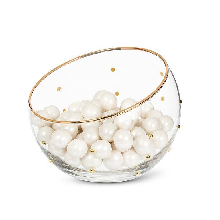 Angled Bowl with Gold Dots