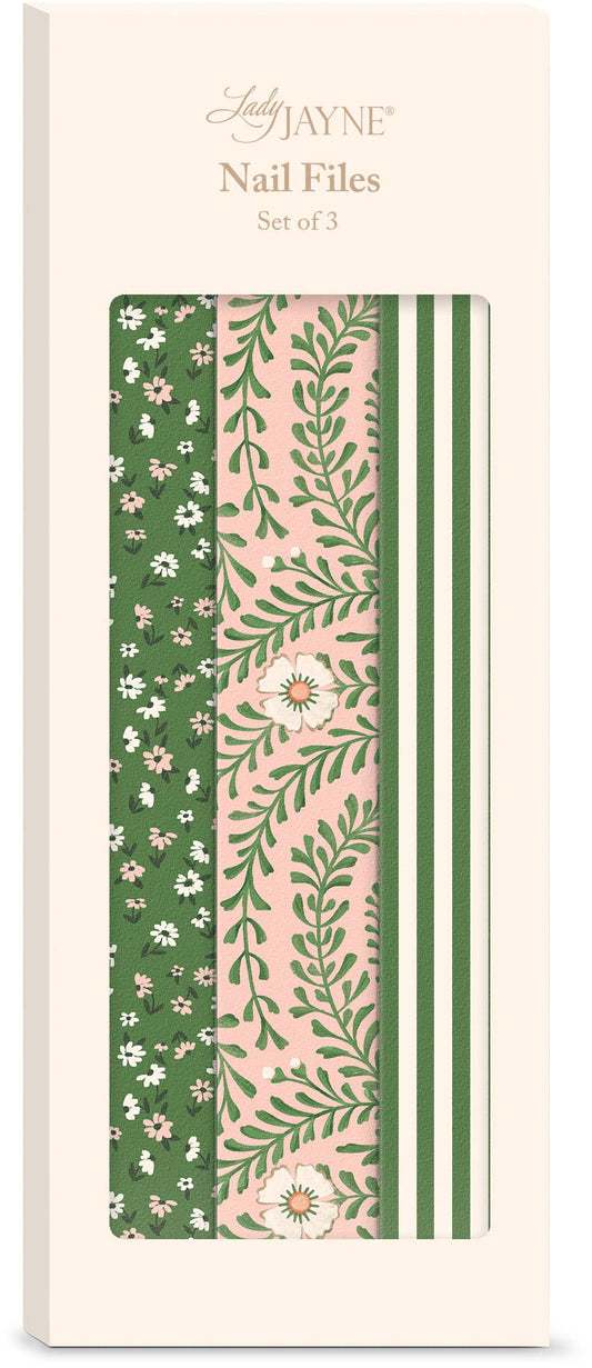 Pink Green Floral Nail File Set