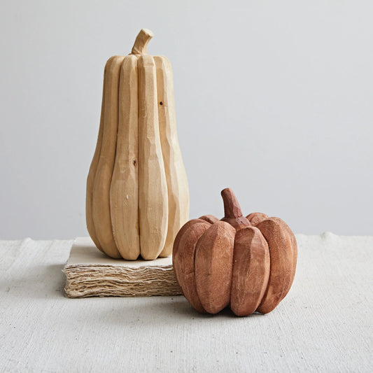 Carved Wood Pumpkin