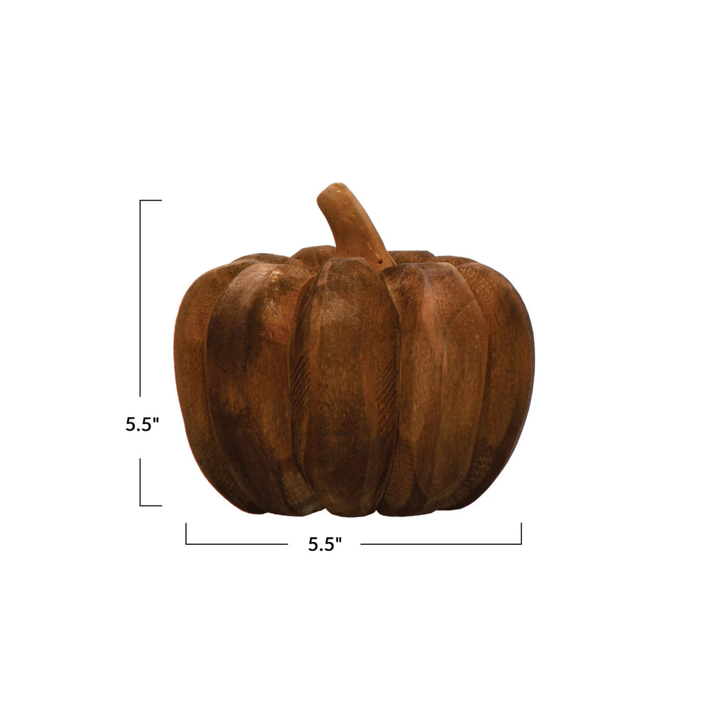 Carved Wood Pumpkin