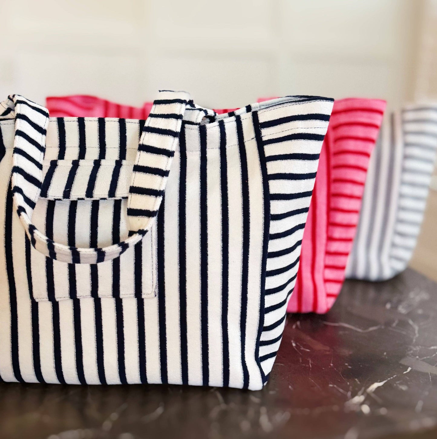Striped Terry Cloth Carryall Striped Beach Bag