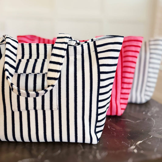 Striped Terry Cloth Carryall Striped Beach Bag