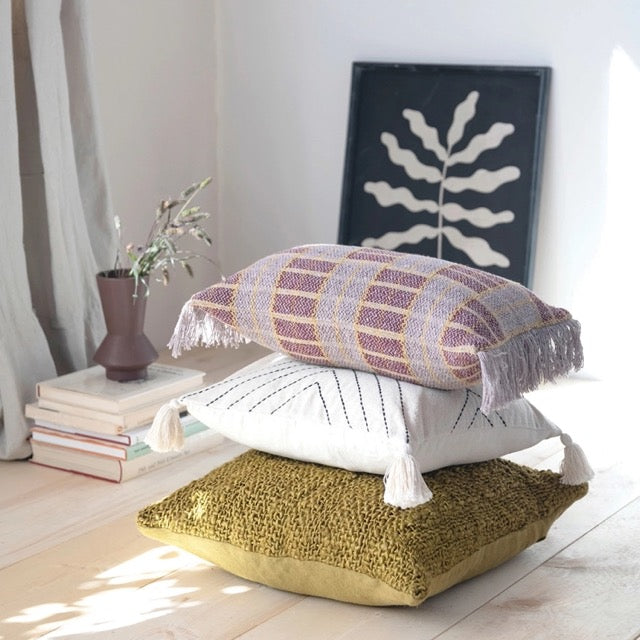 Natural + Black Stitched Pillow