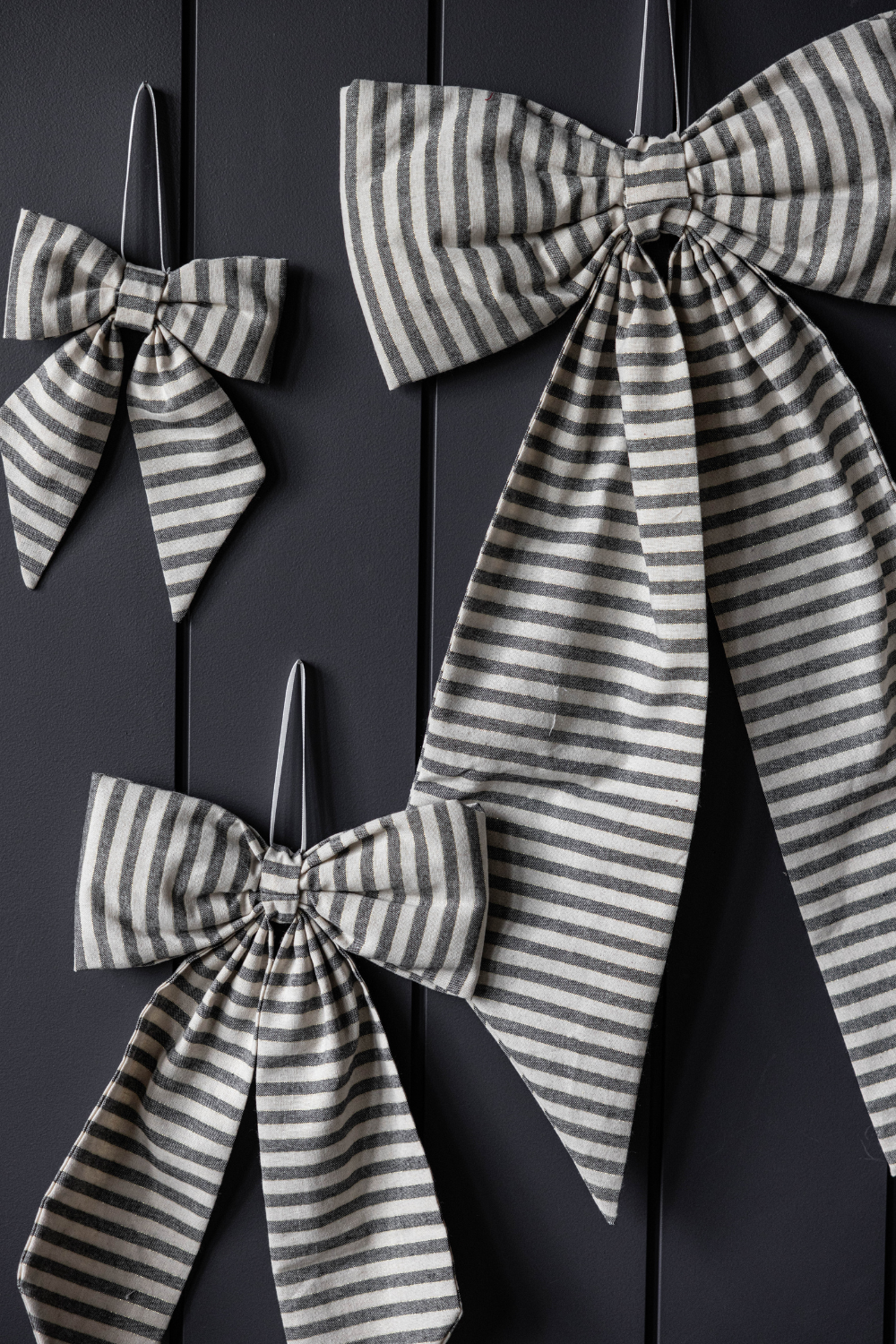 Striped Charcoal & Gold Fabric Bow