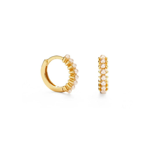 Tiny Pearl Huggie Hoops