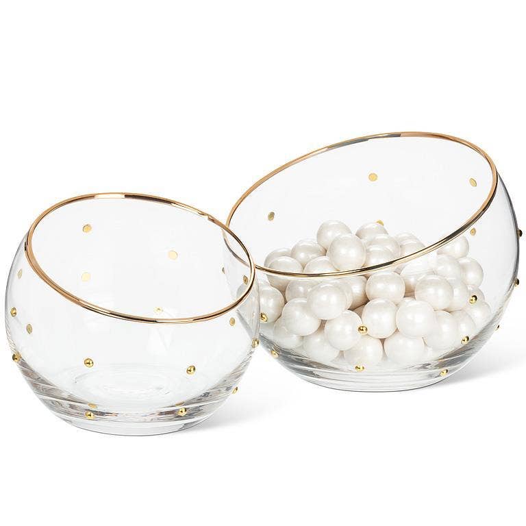 Angled Bowl with Gold Dots