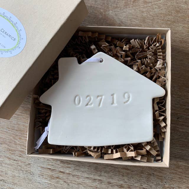 Custom Zip Code Ceramic House Ornament | Handmade Pottery