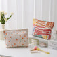 Cream and Floral Corduroy Cosmetic Bag