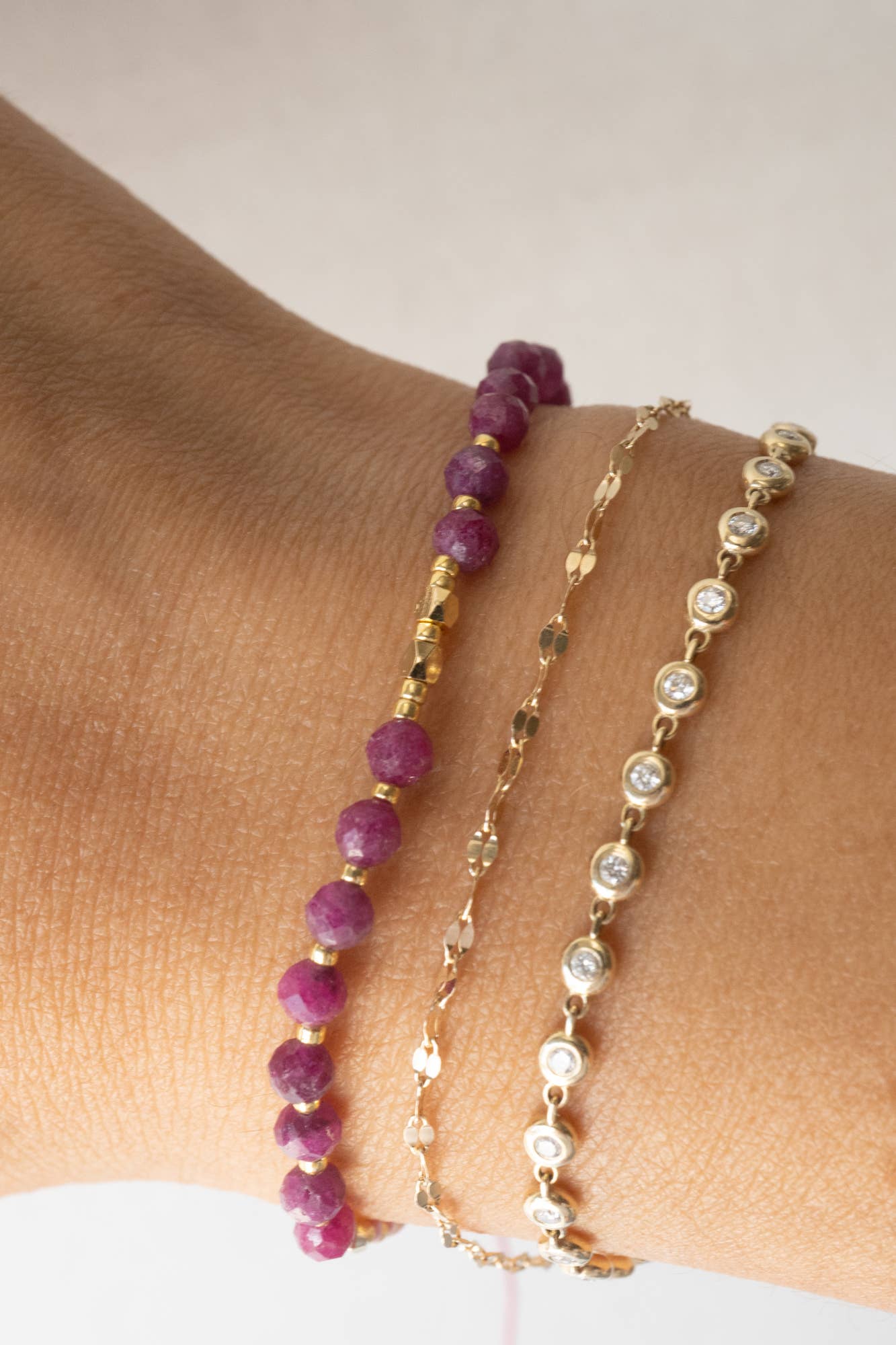 Ruby Gemstone Stacking Bracelet