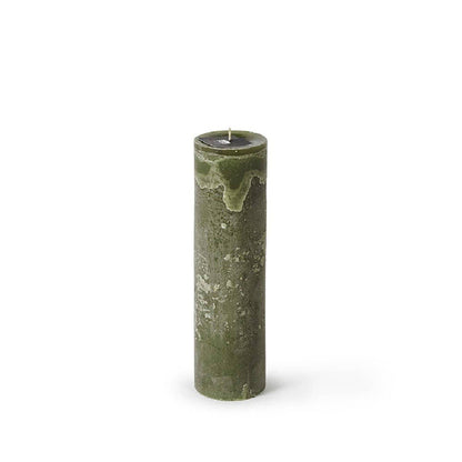 Green Pillar Candle with Aluminum Plate