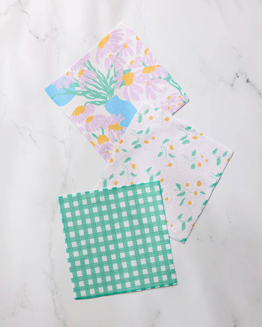 Geometry Dreaming of Florals Dishcloth Set