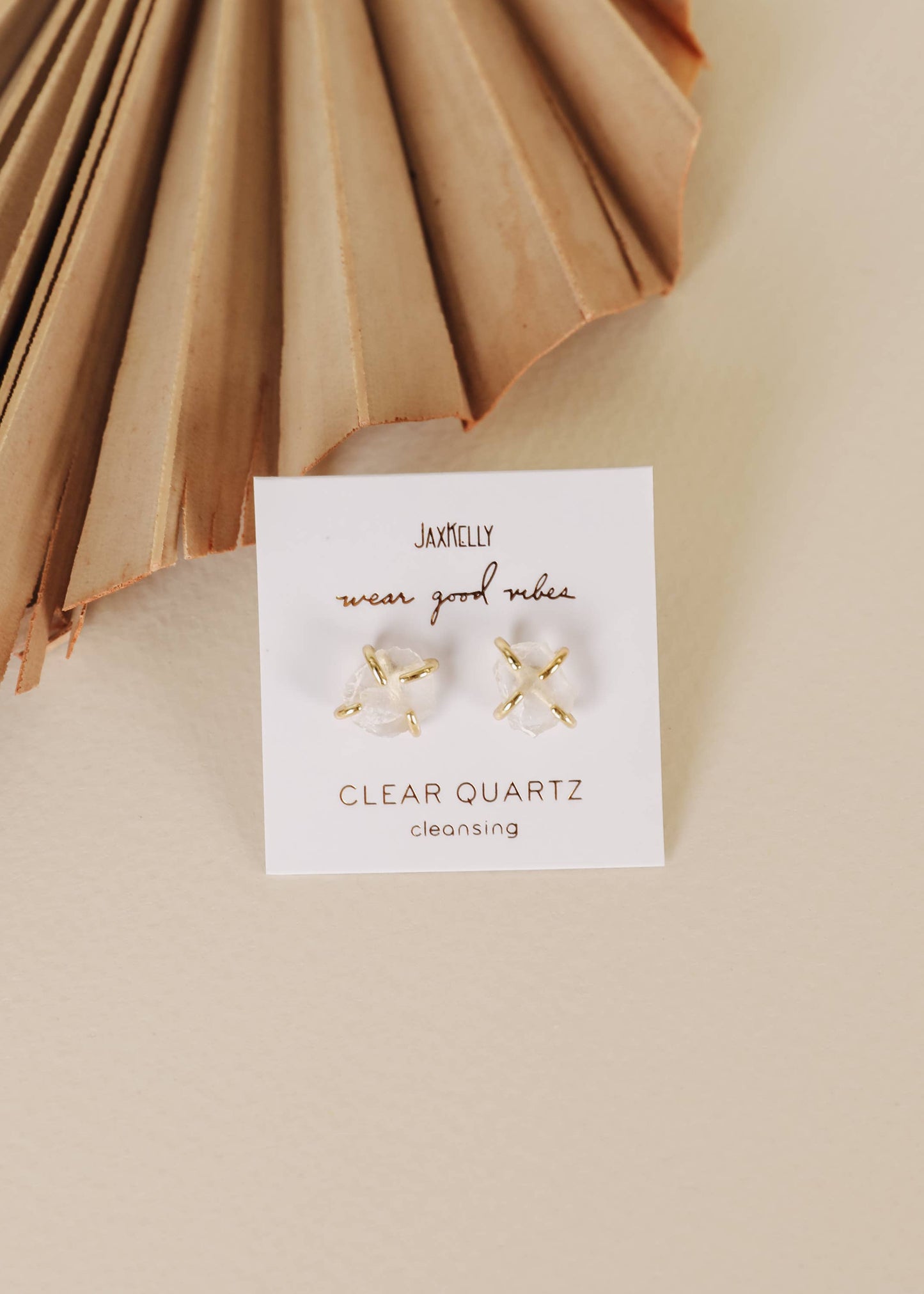 Clear Quartz Gemstone Prong Earrings