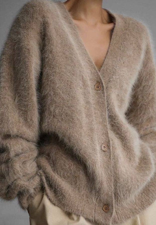 Fuzzy Oversized Button Front Cardigan