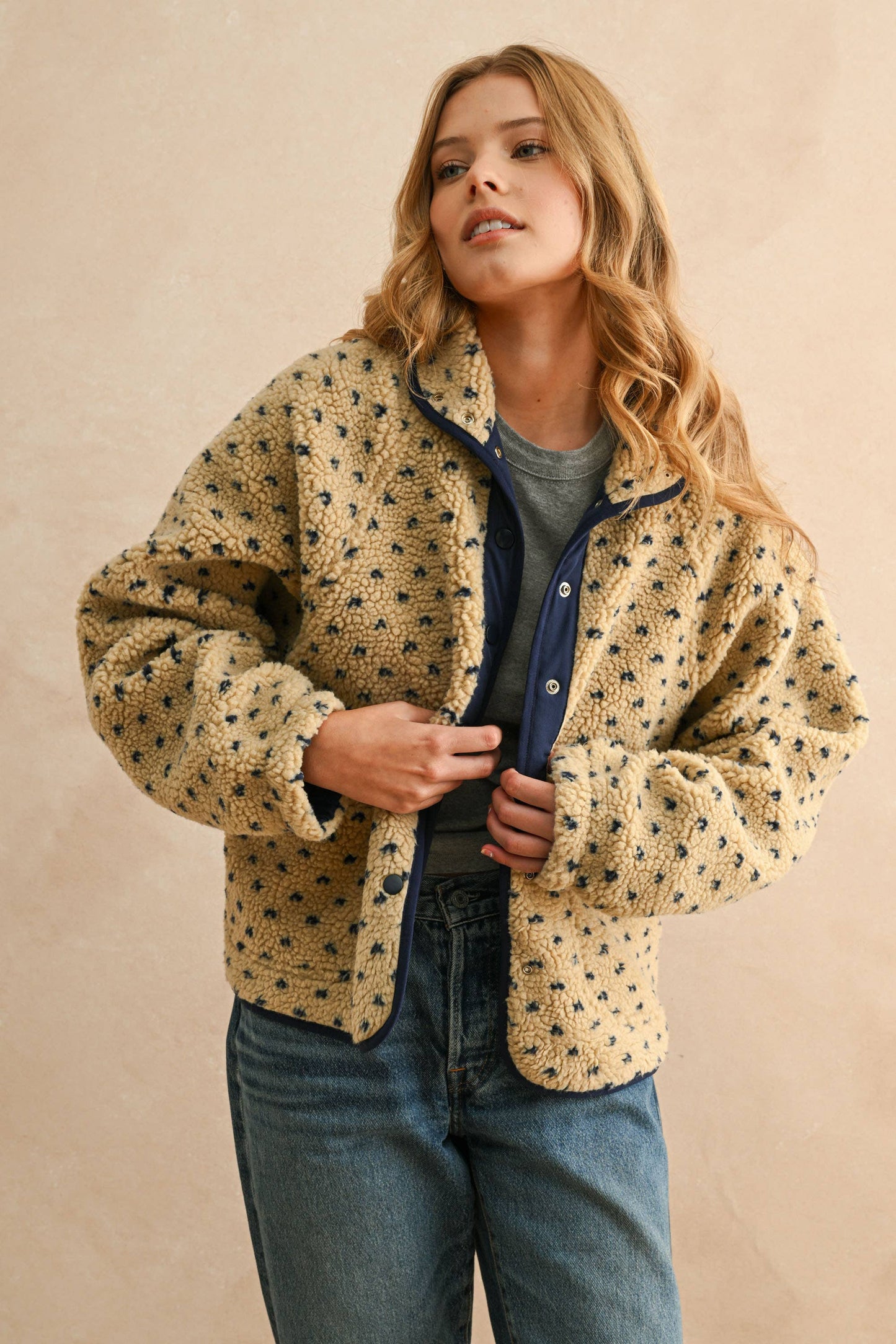 Cappuccino Dot Sherpa Jacket