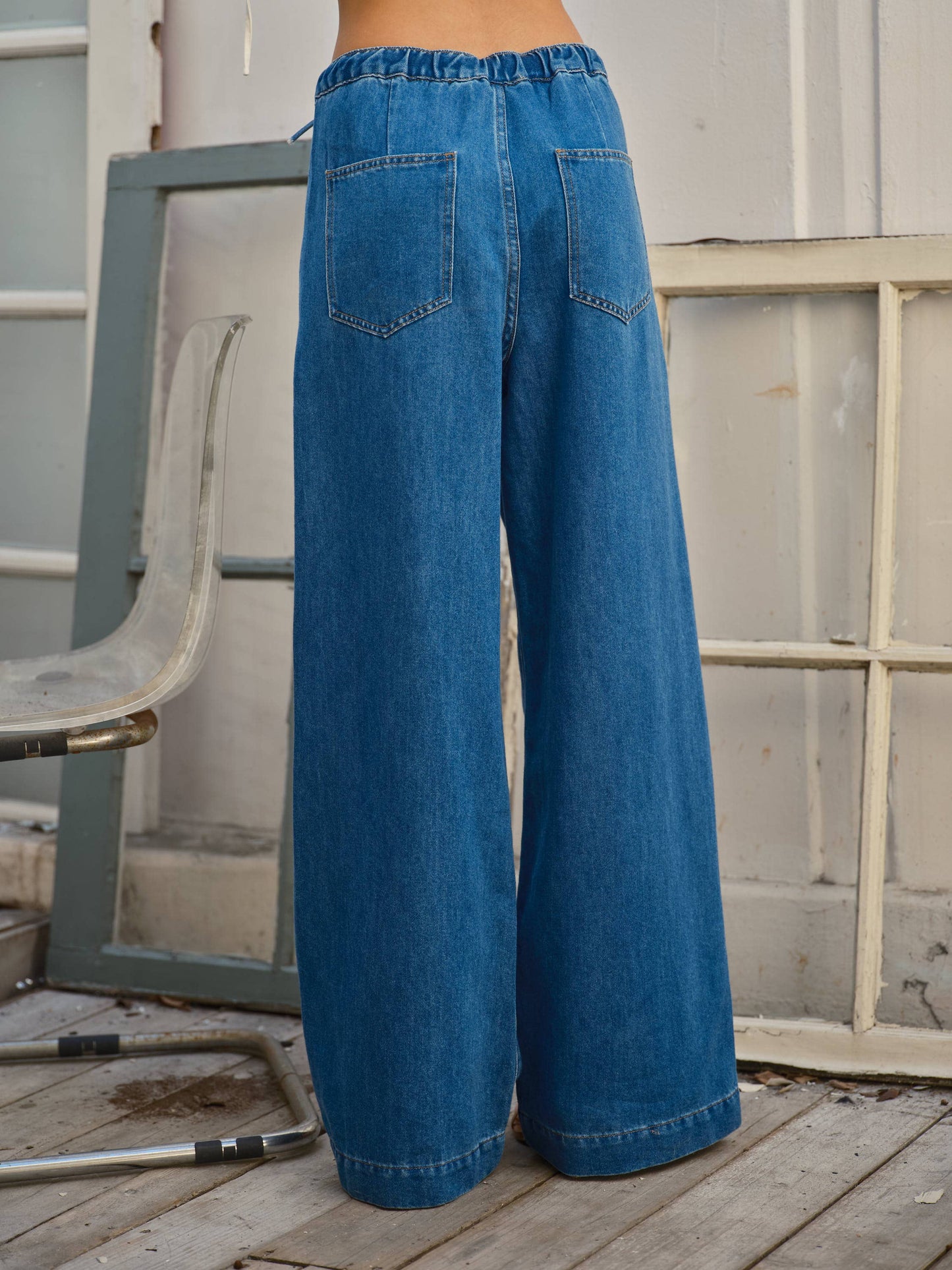 Drawstring Denim Pants