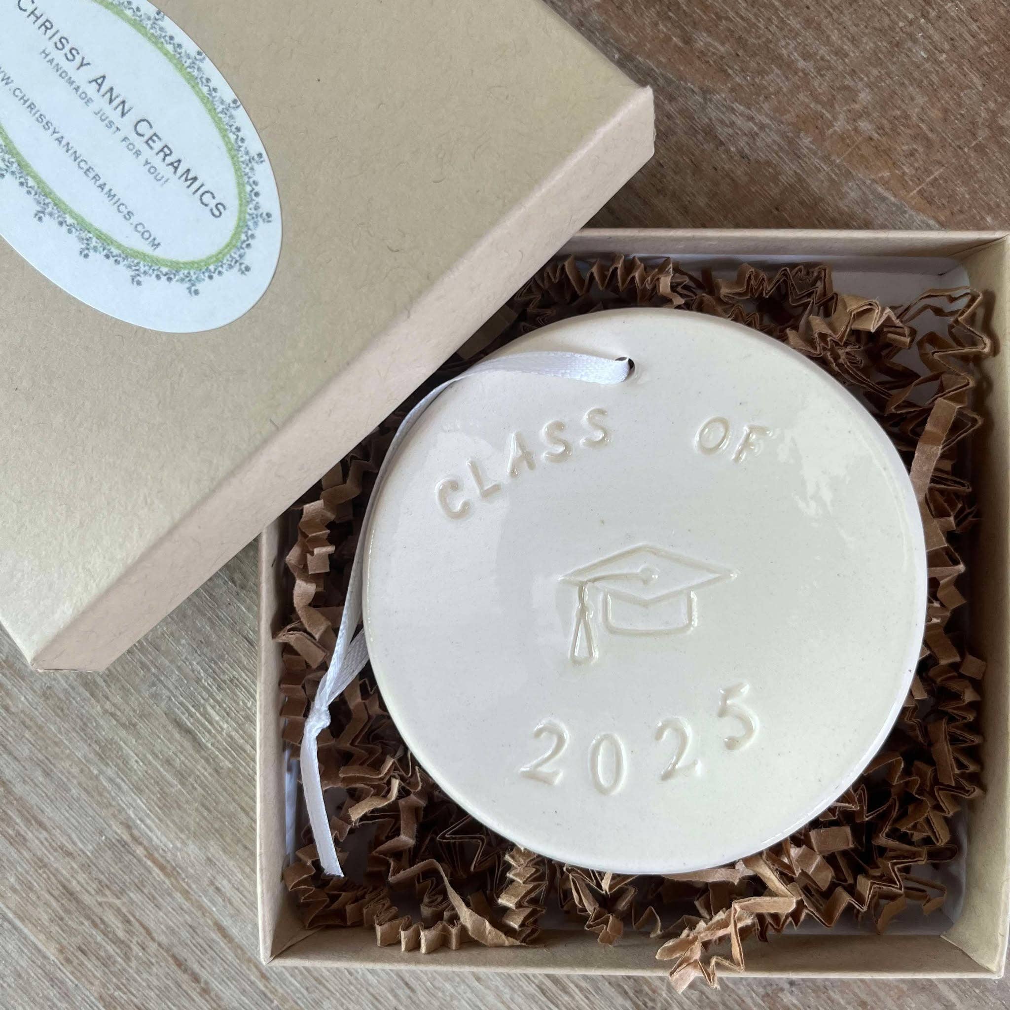 Graduation Gift Class of 2025 Ornament  | Handmade Pottery