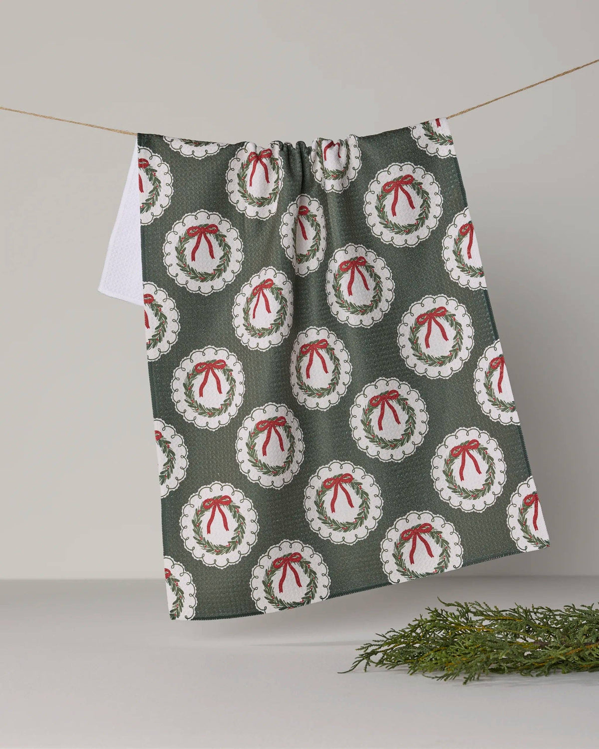 Geometry Merry Wreaths Tea Towel