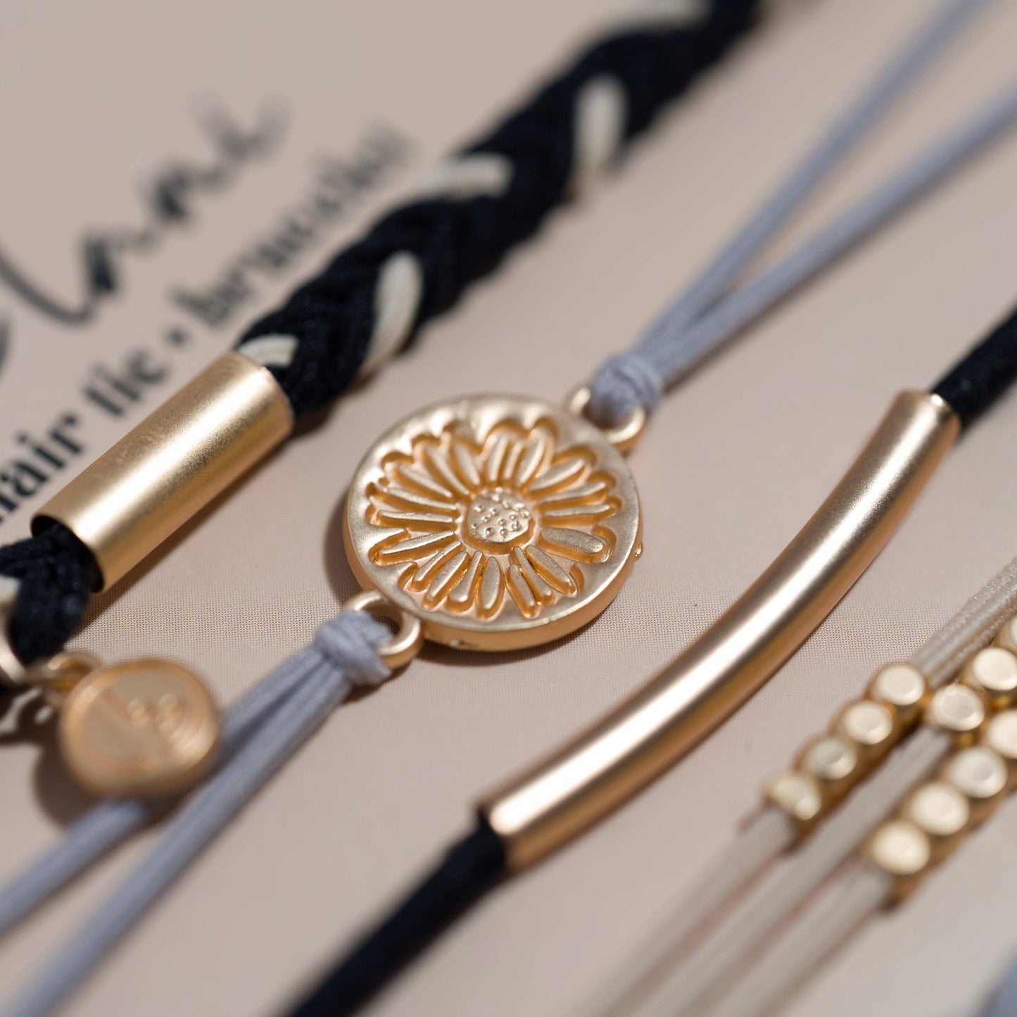 "Inspire" Flower Accent Hair Tie Bracelets