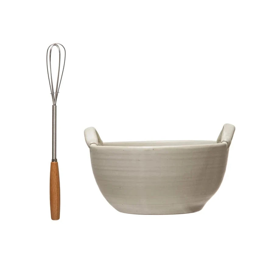 Stoneware Bowl + Wisk