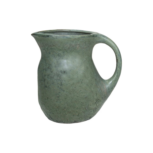 Matte Green Stoneware Pitcher