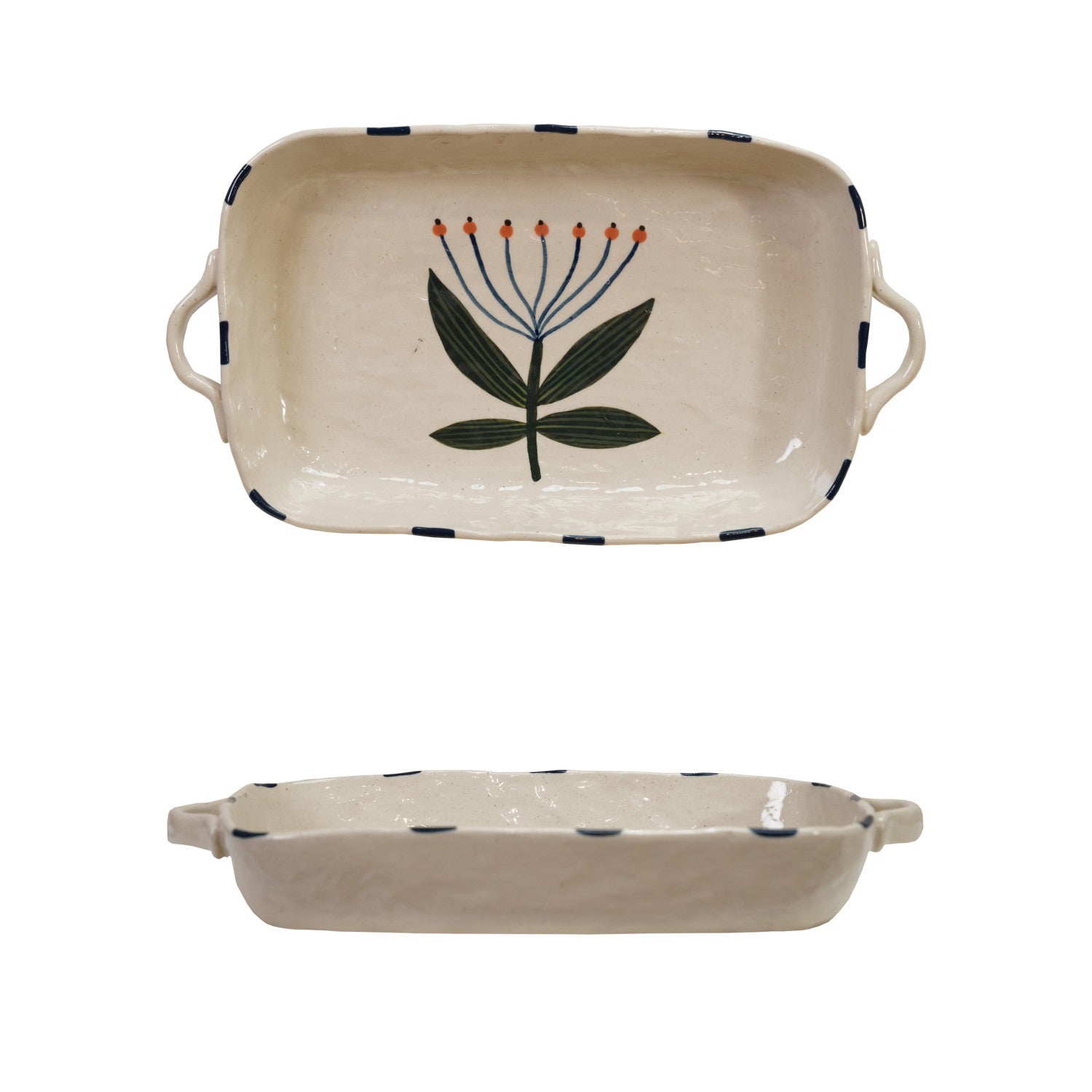 1 Quart Hand-Painted Stoneware Baker