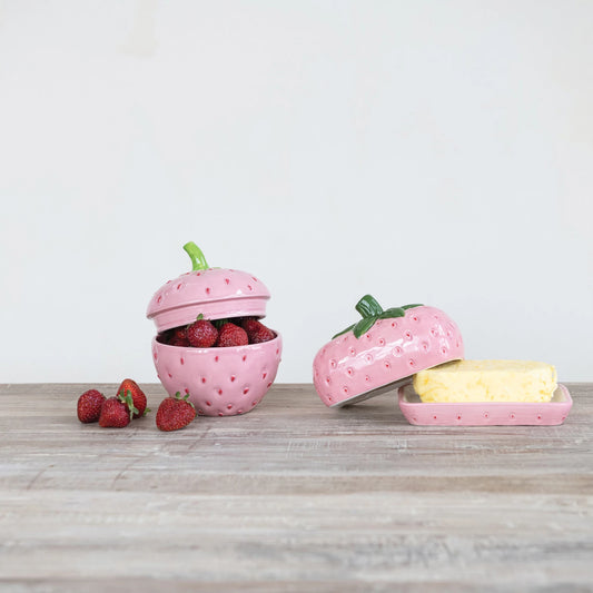 Ceramic Strawberry Jar with Lid