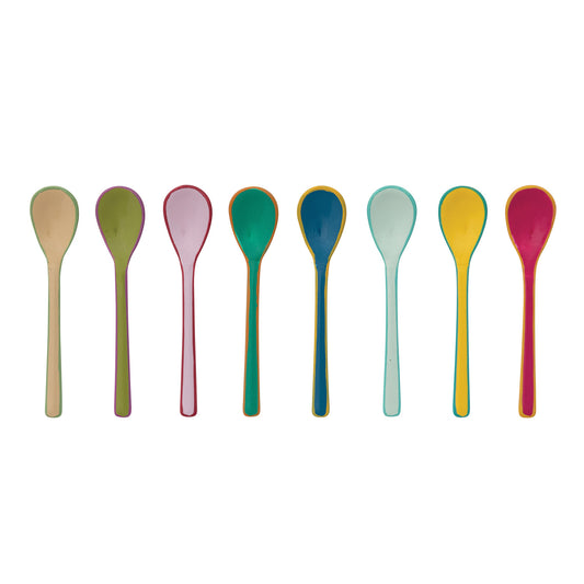 Enameled Stainless Steel Salt Spoon with Colored Edge, 8 Styles