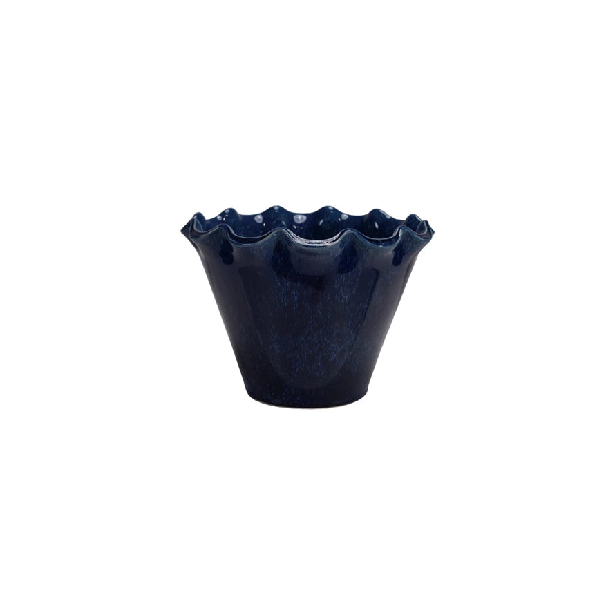 Scalloped Stoneware Planter